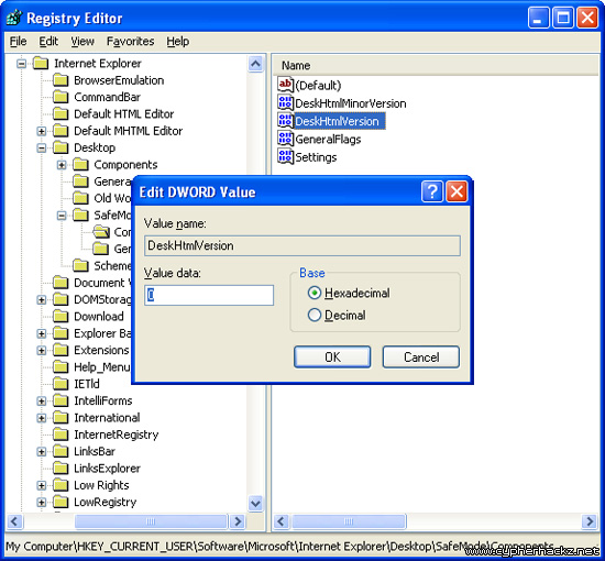 registry editor active desktop recovery